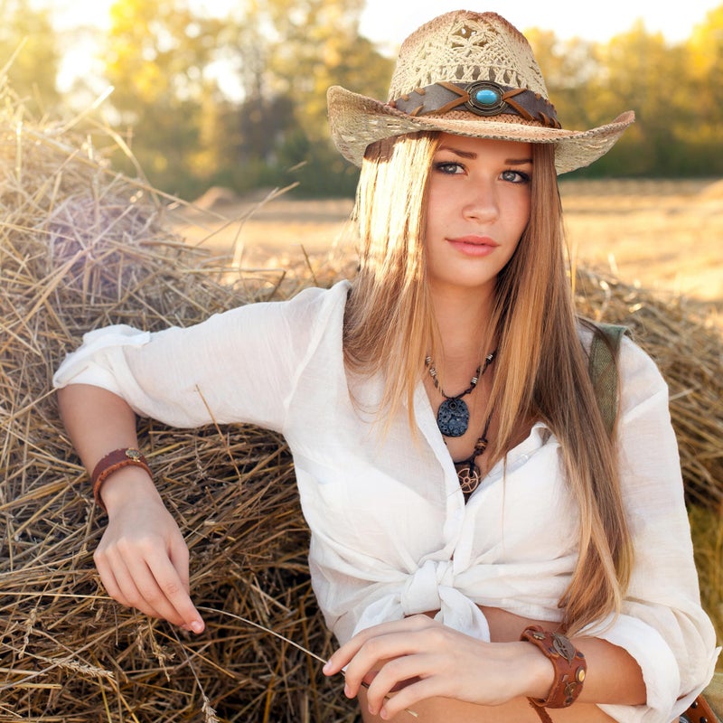 Funcredible Straw Cowboy Hat for Women - Vintage Cowgirl Hat with 3 Replaceable Hat Bands - Western Attire for Men and Women (Style5) - Image 4