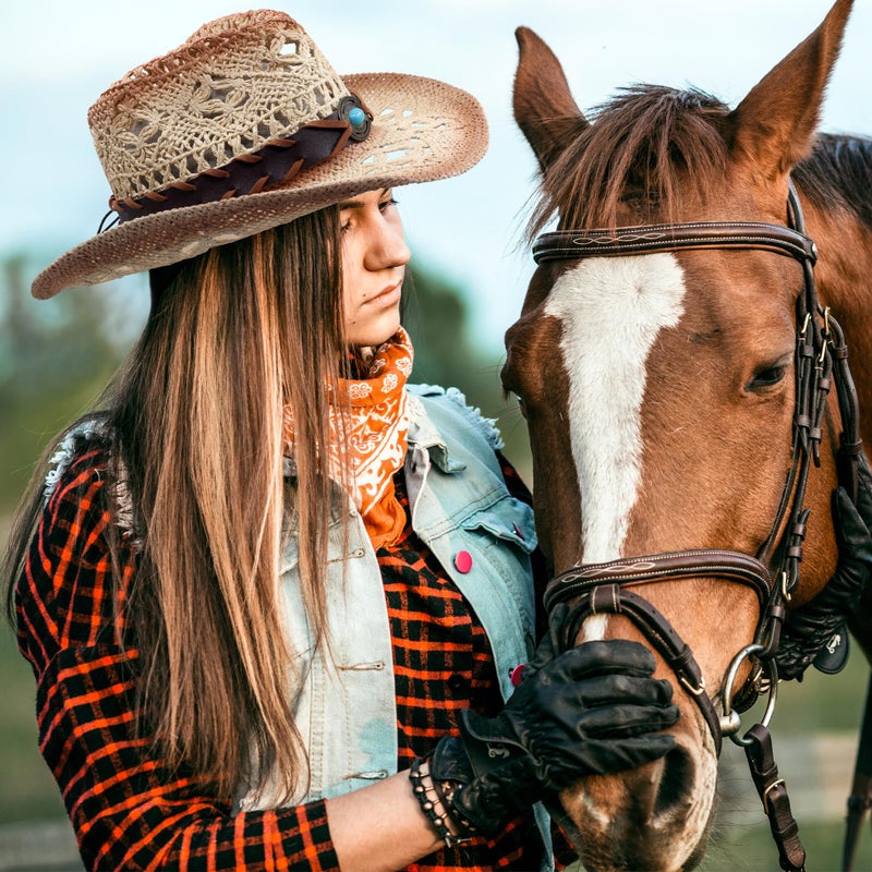 Funcredible Straw Cowboy Hat for Women - Vintage Cowgirl Hat with 3 Replaceable Hat Bands - Western Attire for Men and Women (Style5) - Image 5