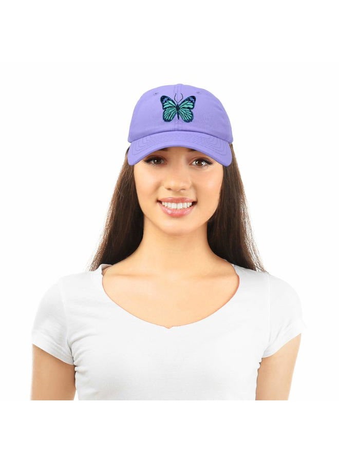 DALIX Exotic Blue Butterfly Hat Womens Gift Embroidered Girls Cap in Lavender - Image 5