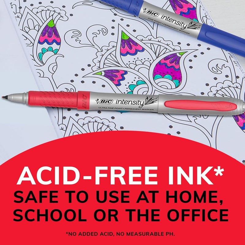 BIC Intensity Black Permanent Markers, Ultra Fine Point, 12-Count Pack of Black Markers With Non-Slip Grip for Comfort and Control - Image 4