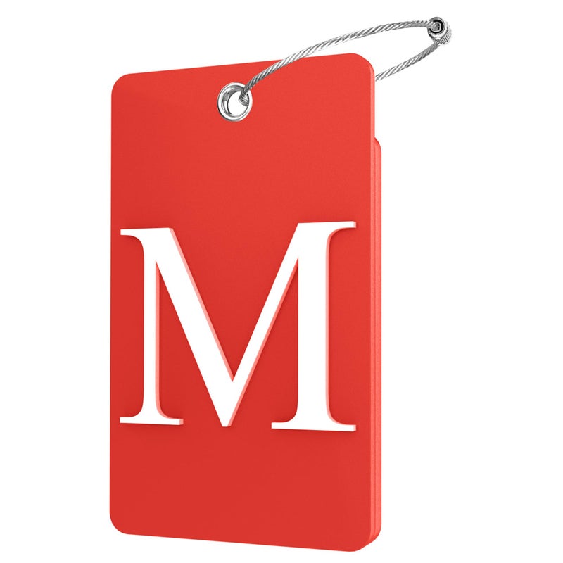 Gostwo 2 Pack Luggage Tags for Suitcases 26 Initial Letter Travel Luggage Baggage Identification Labels ID Tag Fully Bendable Tags with Stainless Steel Loop Red Letter M - Image 3
