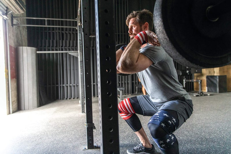 Harbinger Red Line 78-Inch Knee Wraps for Weightlifting (Pair), Flag - Image 4