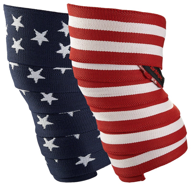 Harbinger Red Line 78-Inch Knee Wraps for Weightlifting (Pair), Flag - Image 1