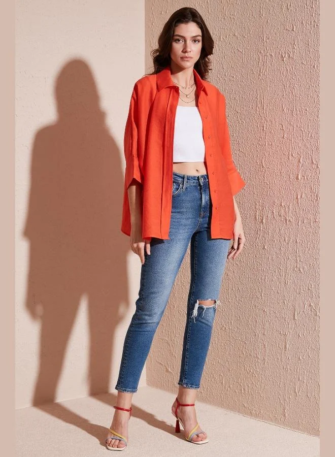 ليلا قميص ليلى صيفي واسع بأكمام ثلاثة أرباع للنساء