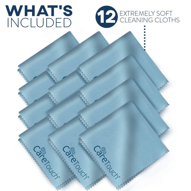 Care Touch Care Touch Eyeglass Cleaning Cloth - 12 Pack of Microfiber Cleaning Cloth for Glasses, Lenses, Phones and Screens - Large, Lint-Free, Reusable and Scratch-Free - 6 x 7 Inches - Blue  - Image 4
