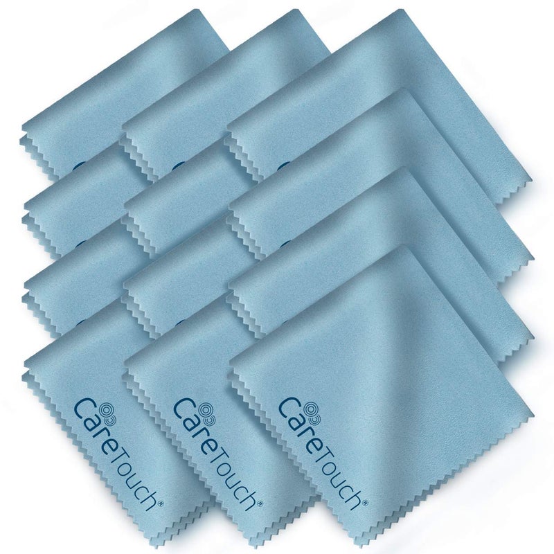 Care Touch Care Touch Eyeglass Cleaning Cloth - 12 Pack of Microfiber Cleaning Cloth for Glasses, Lenses, Phones and Screens - Large, Lint-Free, Reusable and Scratch-Free - 6 x 7 Inches - Blue  - Image 1