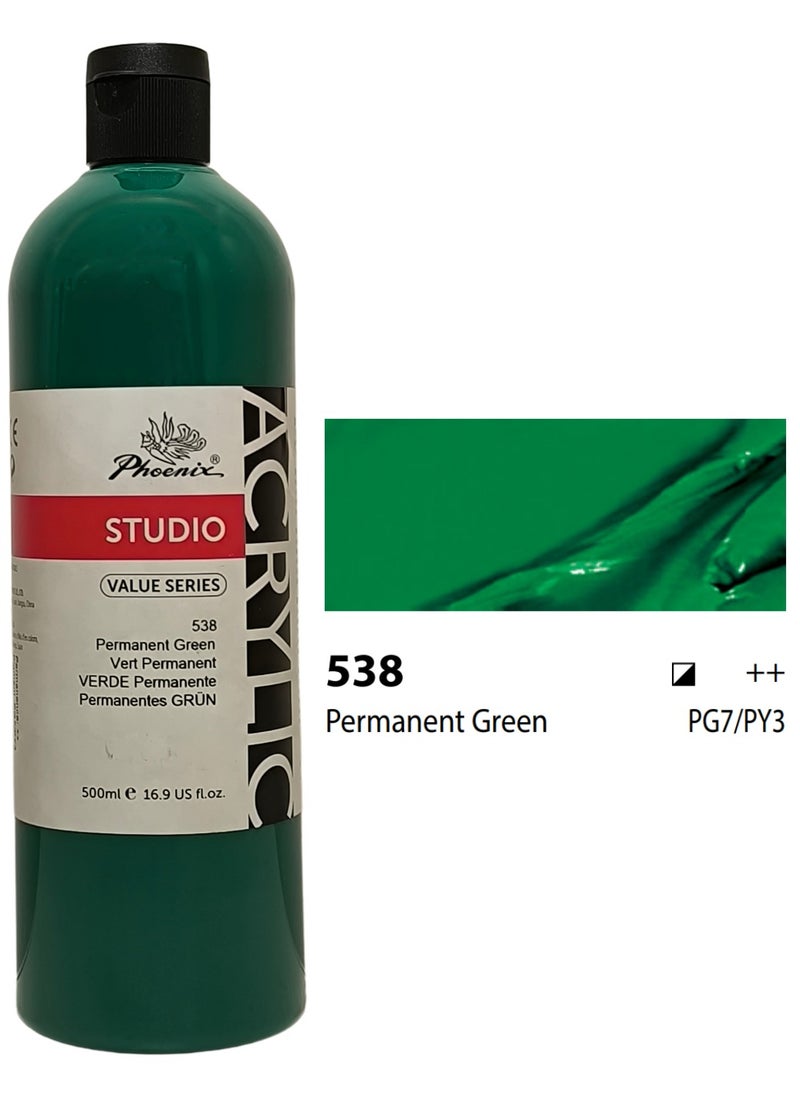 Phoenix Acrylic color (Permanent Green 538) size 500 ml 