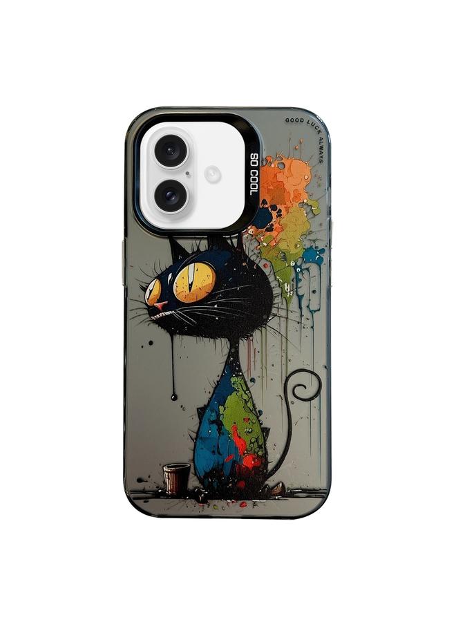 S-TOP Case For iPhone 16 Animal Pattern Oil Painting Series PC + TPU Phone Case - Image 1
