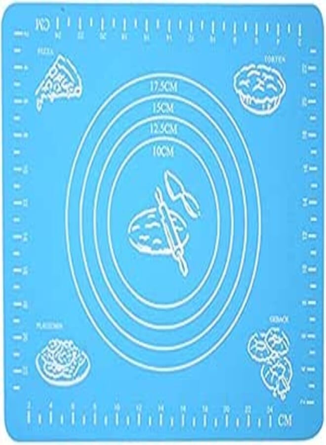 Spaceshoop VIQILANY 29x26cm Small Silicone Mat with Measurements,for Baking,Sugar craft,Fondant,Pastry,Icing Cake,Clay - Blue