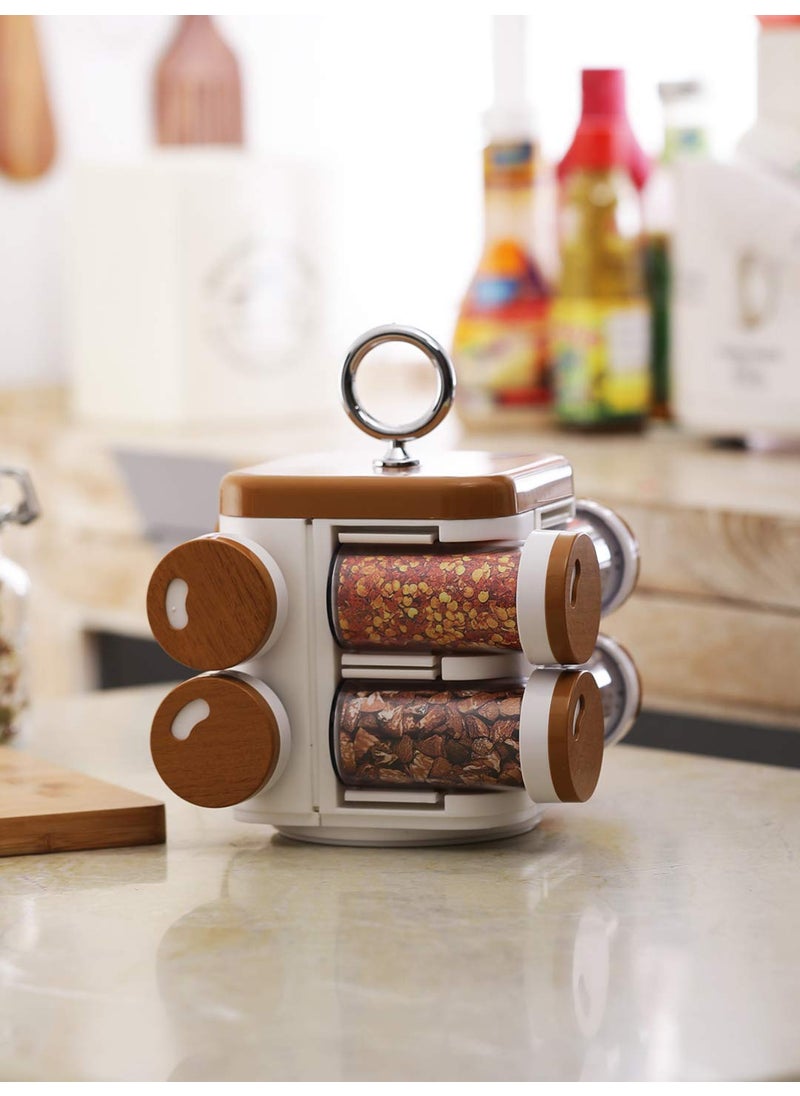Luxdhara Luxdhara Revolving Plastic Spice Rack Containers Masala Jar Plastic Condiment Storage Jar Masala Box Spice Rack Stand Spice Storage Container Home Kitchen Set 8 Piece Spice Rack  - Image 2