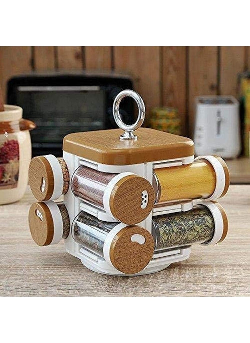 Luxdhara Luxdhara Revolving Plastic Spice Rack Containers Masala Jar Plastic Condiment Storage Jar Masala Box Spice Rack Stand Spice Storage Container Home Kitchen Set 8 Piece Spice Rack  - Image 1