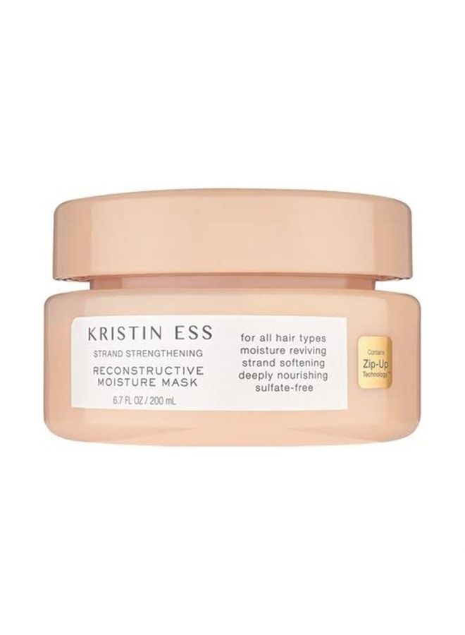 Kristin Ess قناع ترطيب إعادة بناء قوة خصل الشعر، علاج عميق لتكييف الشعر الجاف التالف، خالي من الكبريتات والبارابين، آمن للألوان + الكيراتين، 6.7 أونصة سائلة. - Image 1