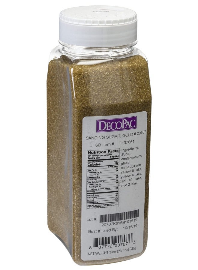 DecoPac Sanding Sugar | Sparkling Gold Edible Sugar Sprinkles | 33oz | Edible Sanding Sugar in Handheld Container | Made In USA | Sugar Sprinkle Mix For Cakes, Cupcakes, Cookies, Extra Large Pack | 33 Ounce - Sparkling Gold - Image 2