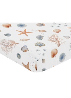 Sweet Jojo Designs Ocean Seashells Boy Girl Gender Neutral Unisex Baby Fitted Crib Sheet Infant Newborn Nursery Toddler Bed Room Standard Mattress Orange Blue Taupe Nautical Beach Theme Watercolor - pzsku/Z79E3606B174E65256133Z/45/_/1737030781/37334f2f-1af1-4c39-aed4-b325cfa88389