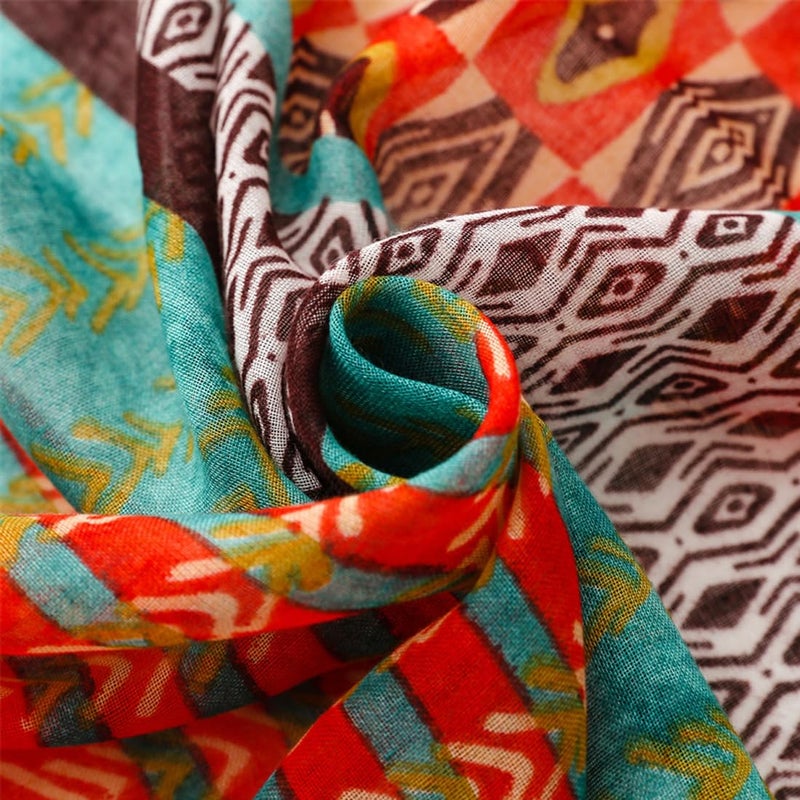 Yeieeo Red Scarf for Women Lightweight Floral Wheat Style Scarf Fall Winter Fashion Fringed Shawlï¼ˆFloral 37ï¼‰ - Image 3