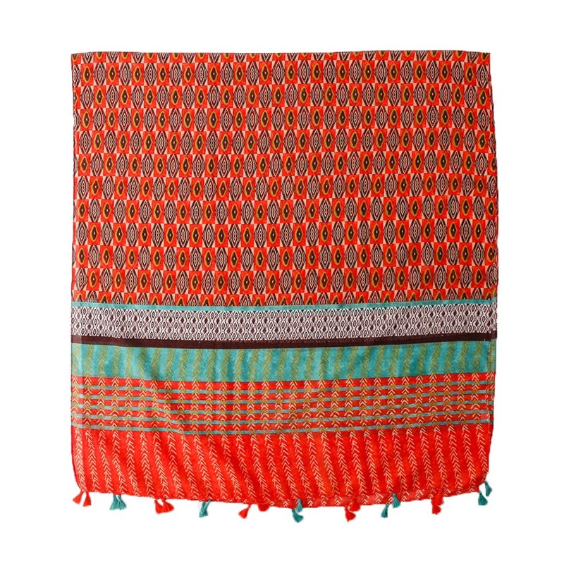 Yeieeo Red Scarf for Women Lightweight Floral Wheat Style Scarf Fall Winter Fashion Fringed Shawlï¼ˆFloral 37ï¼‰ - Image 2