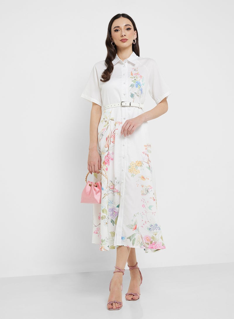 ELLA Floral Shirtwaist Dress - Image 1