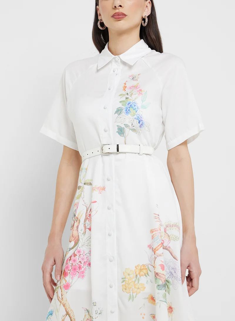 ELLA Floral Shirtwaist Dress