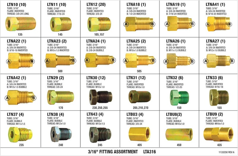 4LIFETIMELINES 3/16 Inch Brake Line Fitting Assortment - 24 SKU - Image 2
