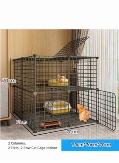 Reelyo 2 Columns 2 Tiers 2 Row Cat Cage Indoor  Detachable Metal Small Animal Cage DIY Design Black Kitten Fence for  Pet Puppy Ferret Rabbit Hedgehog  - Image 2