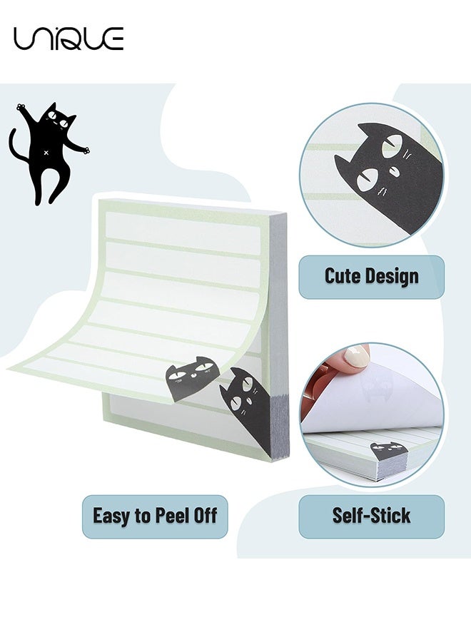 Unique 6 Sticky Notes - 480PCS Cute Cat Sticky Notes - 6 Styles Black Cat Self-Adhesive Notes - Cat Notebook Set - Gift for Cat Lovers, Office Supplies - 3 inches x 3 inches - Image 3