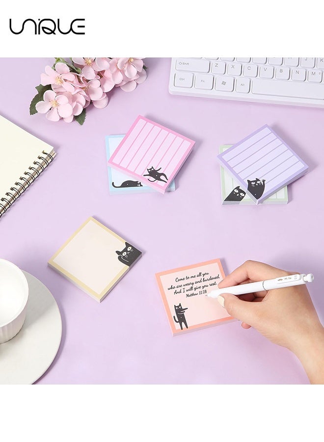 Unique 6 Sticky Notes - 480PCS Cute Cat Sticky Notes - 6 Styles Black Cat Self-Adhesive Notes - Cat Notebook Set - Gift for Cat Lovers, Office Supplies - 3 inches x 3 inches - Image 4