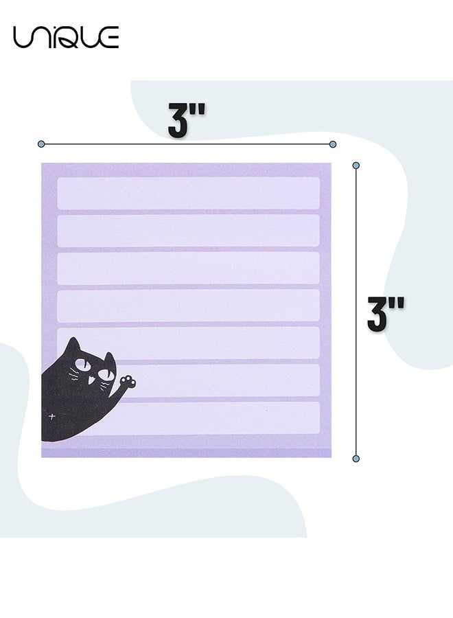 Unique 6 Sticky Notes - 480PCS Cute Cat Sticky Notes - 6 Styles Black Cat Self-Adhesive Notes - Cat Notebook Set - Gift for Cat Lovers, Office Supplies - 3 inches x 3 inches - Image 2