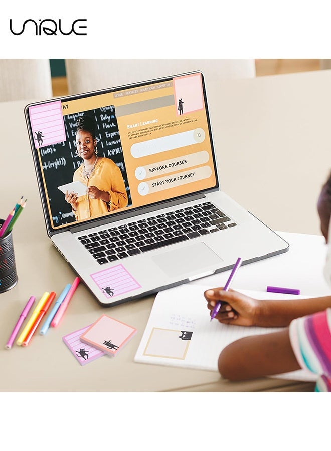 Unique 6 Sticky Notes - 480PCS Cute Cat Sticky Notes - 6 Styles Black Cat Self-Adhesive Notes - Cat Notebook Set - Gift for Cat Lovers, Office Supplies - 3 inches x 3 inches - Image 5