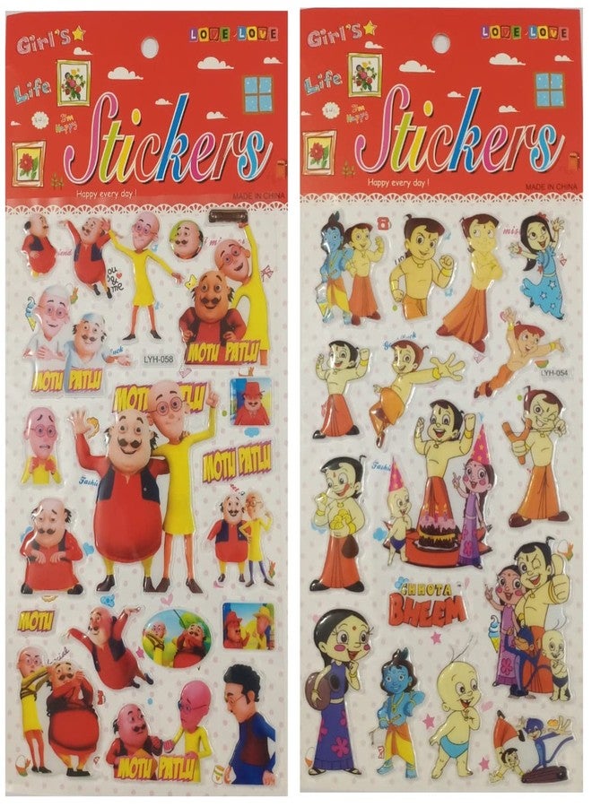 fullfills New Plastic Foam Sticker in Multi Shapes (1 Sheet Motu patlu, 1 Sheet Chota Bheem) - Image 1