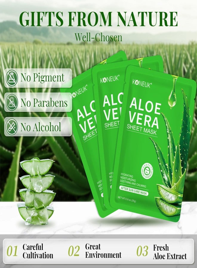 KONEUK 12 Pack Aloe Vera Face Masks Skincare, Sheet Aloe Hydrating Face Mask for After Sun Skin Care, Bulk Aloe Vera Face Mask for Spa Party Gifts - Image 2