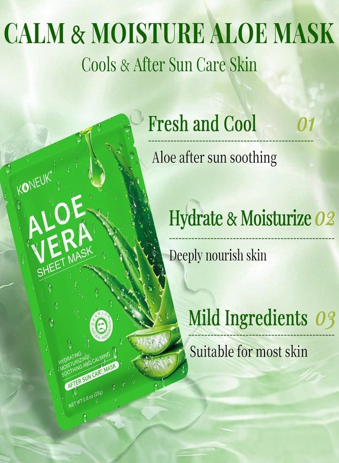 KONEUK 12 Pack Aloe Vera Face Masks Skincare, Sheet Aloe Hydrating Face Mask for After Sun Skin Care, Bulk Aloe Vera Face Mask for Spa Party Gifts - Image 3