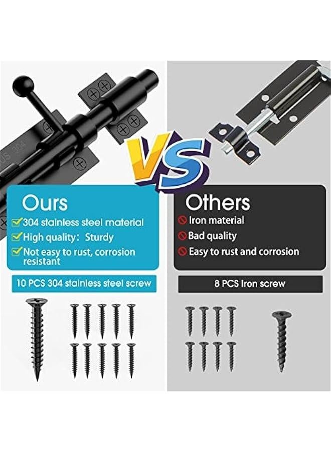 Slide Bolt Gate Latch Hardware, Barrel Bolt Latch, 6.3 Inch Heavy Duty Solid 304 Stainless Steel Black Finish for Wooden Fence/Shed Door/Yard Door/Barn Door/Interior and Outdoor Latch (Black) - Image 4