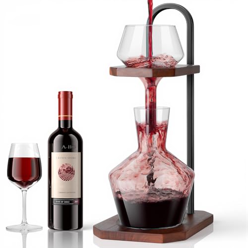 MAYELM Wine Decanter, High-Efficiency Wine Decanter, Borosilicate Glass Decanter and Funnel, with Solid Wood Base & Stainless Steel Stand, for Home, Bar, Restaurant, Ideal Gift for Wine Lovers - Image 1
