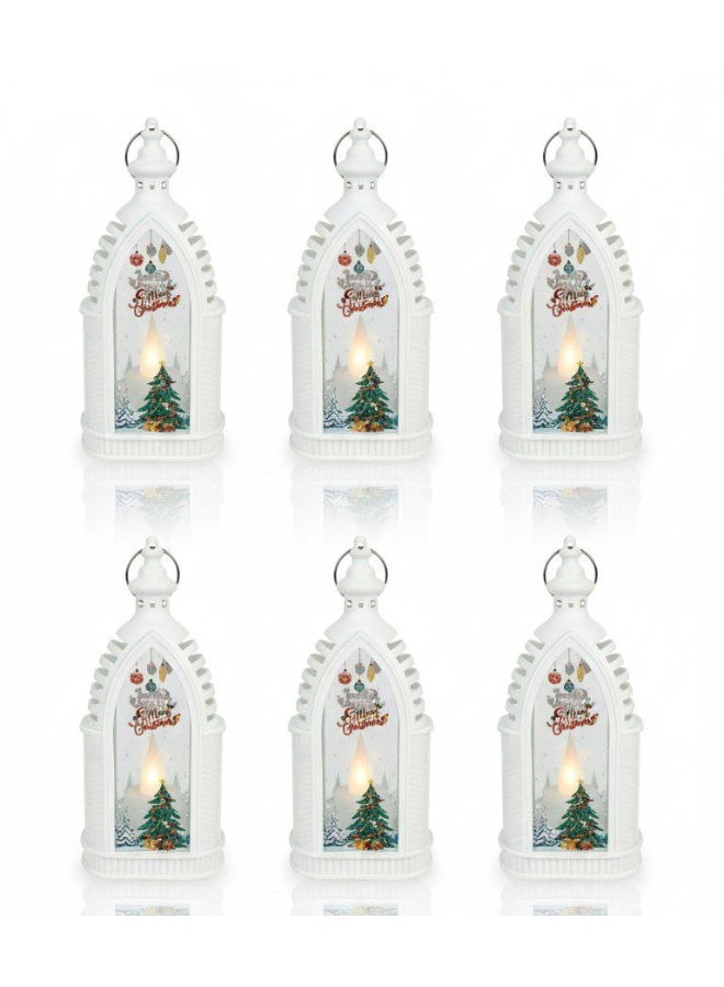 فانوس عيد الميلاد المضيء الساحر مع شجرة عيد الميلاد المتلألئة وتصميم بلاد العجائب الشتوية 6 قطع - Image 1