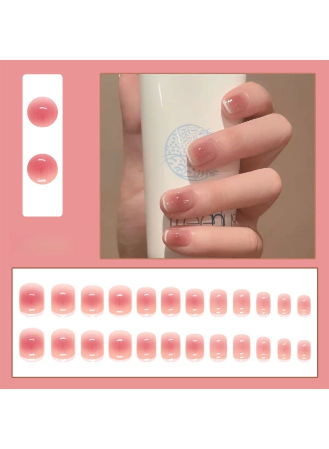 PINKSAMA 24-Piece Gradient Wearable Nails, Short Style, Versatile, Removable, No Damage to Nails, Finished Nails Suitable For Girls - Image 1