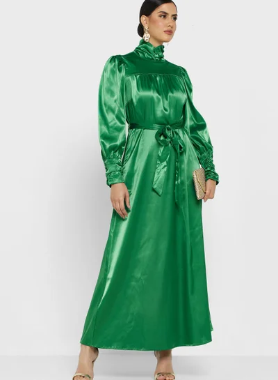 YAS Satin Belted Dress