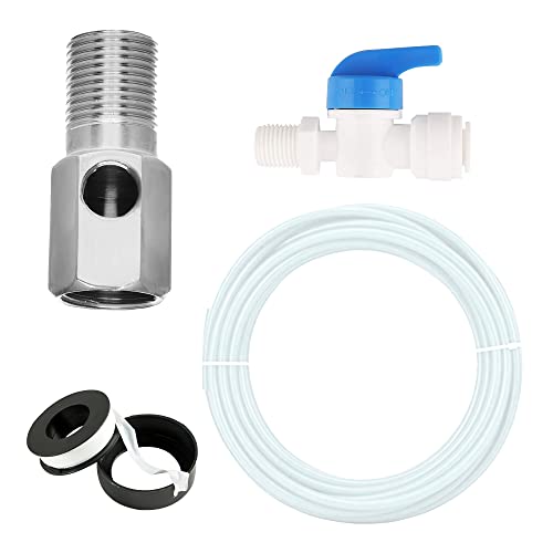 SHAPURE 1/4 Size piping Ro water purifier inlet valve set with Brass Nipple, Plastic Handle, Teflon, 3 meter pipe connects to 1/4 size (Brass inlet and plastic handle) - Image 1