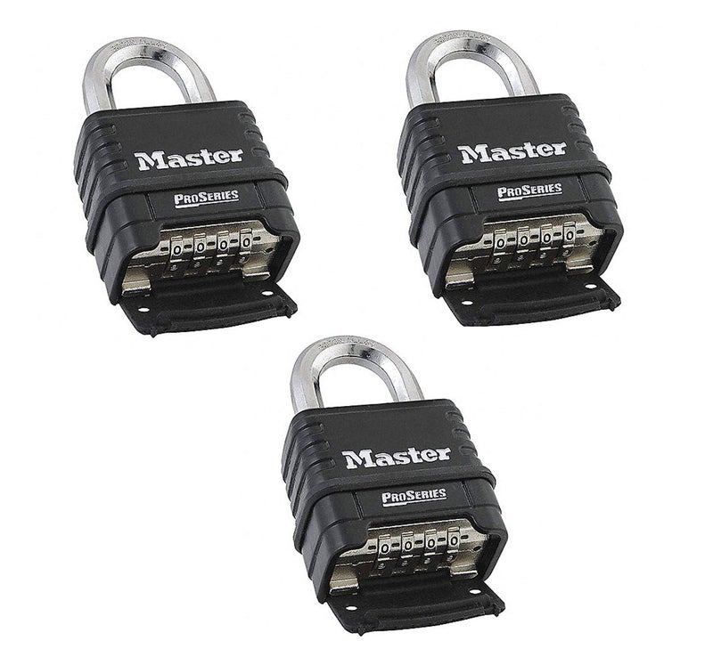 Master Lock MasterLock 1178D Combination Padlock Die Cast Body 3 Pack BlackSilver Keyed Different