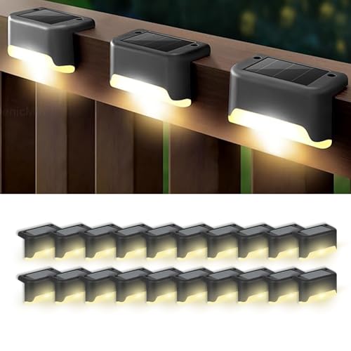 EMBOX Solar Light Outdoor Garden Waterproof Stair Deck Pool Patio Fence Gate Yard Floor Step Railing Window Balcony Sunlight Pathway (Black 20, Standard) - Image 2