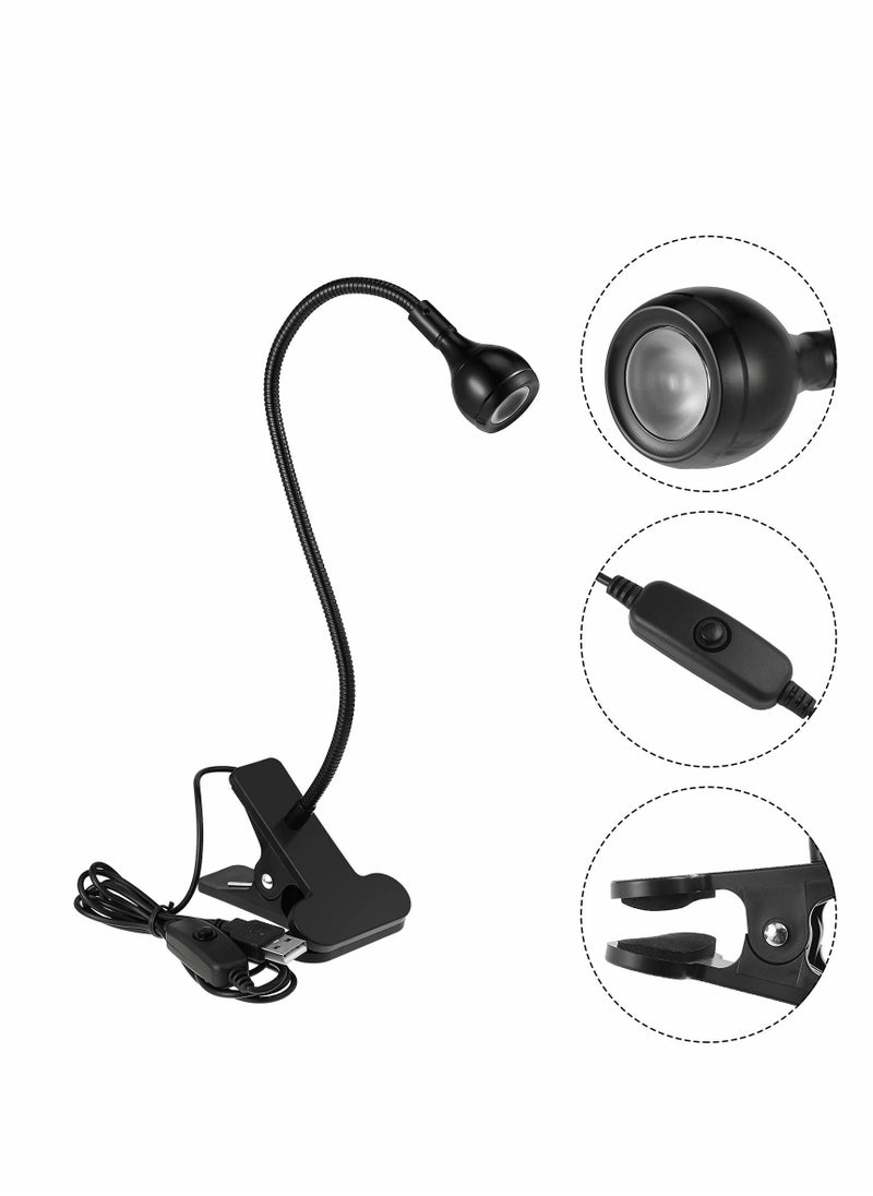 Excefore LED UV Glue Curing Lamp Light, Big Chip 395nm UV LED Light Fixtures with Gooseneck and Clamp Mini Desk Light Clamp Portable Gooseneck for Outdoor Stall Gel Nail Curing, 5V USB Input-Black  - Image 4