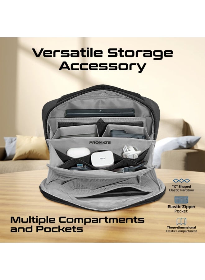 Promate Versatile Tech Essential Organizer Pouch Bag with Multiple Pockets