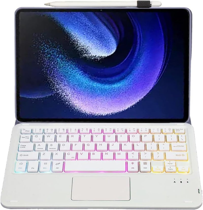 Pad 6 6 Pro 11 Inch 2023 Keyboard Case Stylish Protective Cover with Removable Keyboard, for Tablet Users PU Stand Cover (Purple) - Image 4