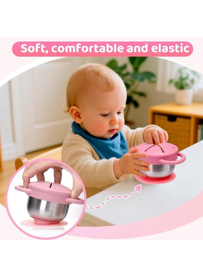 PalkSky Stainless Steel Snack Containers For Toddlers Spill Proof,2pack Silicone Toddler Snack Cups For Kidswith Lids & Keychain,No Spill - Image 5