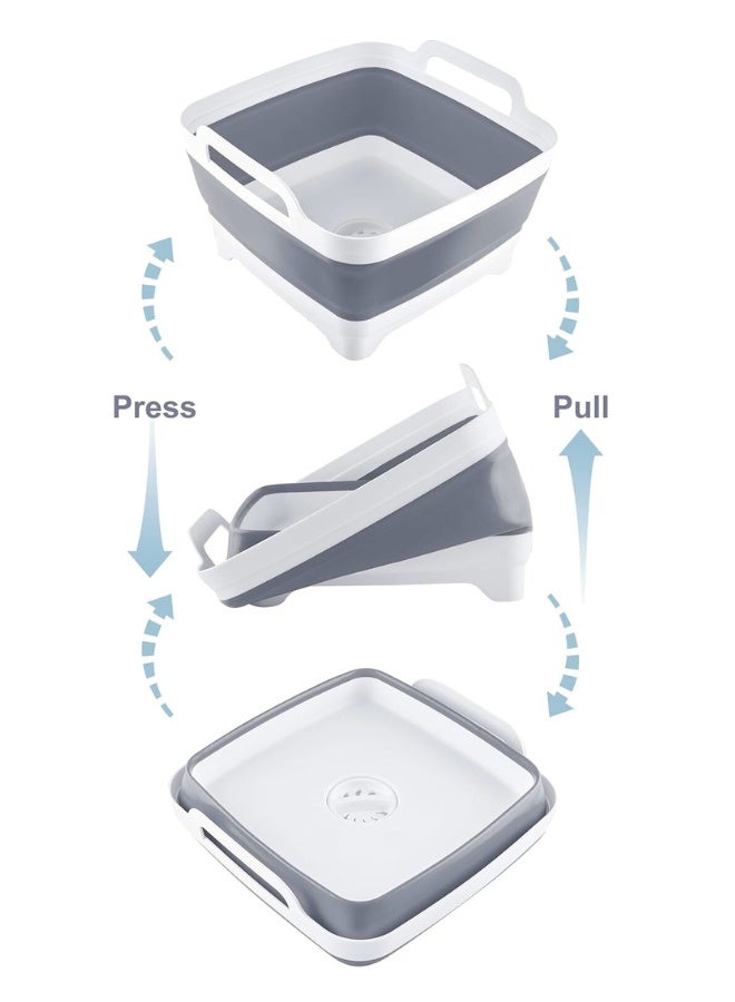 Chase Up 2.4 Gal(9L) Collapsible Dish Basin with Drain Plug, Space Saving Outdoor Multiuse Foldable Sink Tub, Dishpan, Kitchen Storage Tray for Camping, Vegetable Washing, RV - Image 4