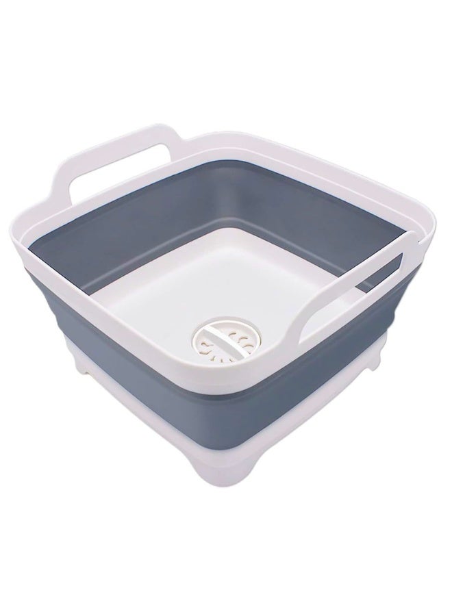 Chase Up 2.4 Gal(9L) Collapsible Dish Basin with Drain Plug, Space Saving Outdoor Multiuse Foldable Sink Tub, Dishpan, Kitchen Storage Tray for Camping, Vegetable Washing, RV - Image 1