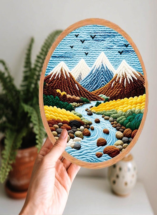 BEUNITONE 3PCS Mountain and River Scenery Punch Needle Kit for Adults Beginners, Complete Craft Kit with Needle, Frame, Yarn & Pattern, Create Wall Hanging, Wall Art Making - Image 5