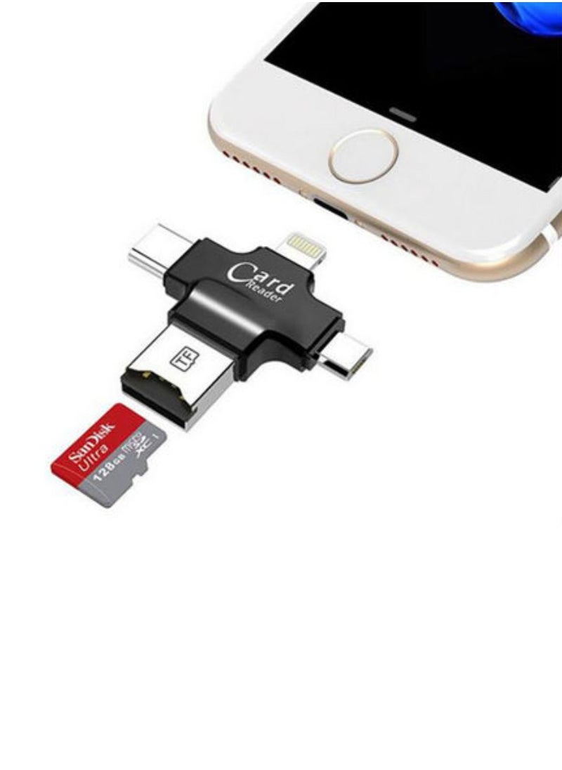 4 In 1 USB Otg Tf Micro Sd Card Reader Black