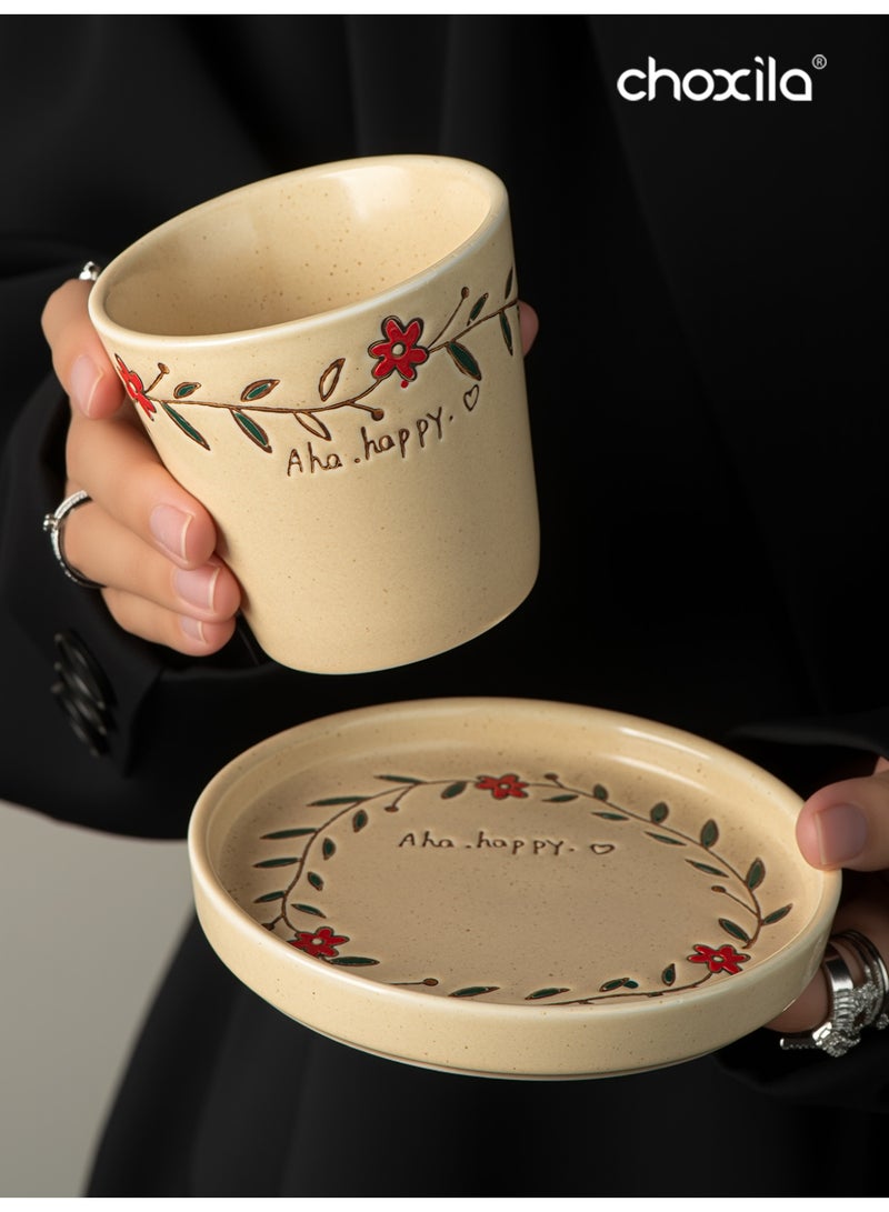 choxila 1pc Saudi coffee cup, a cup of coffee, coffee cup and saucer set, espresso mug, tea cup, flower pattern, a gift for lover/family member/friend, used for bedroom, office, home gatherings, camping, cafe, hotel, 180ml - Image 1