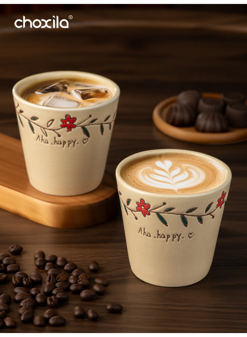 choxila 1pc Saudi coffee cup, a cup of coffee, coffee cup and saucer set, espresso mug, tea cup, flower pattern, a gift for lover/family member/friend, used for bedroom, office, home gatherings, camping, cafe, hotel, 180ml - Image 2