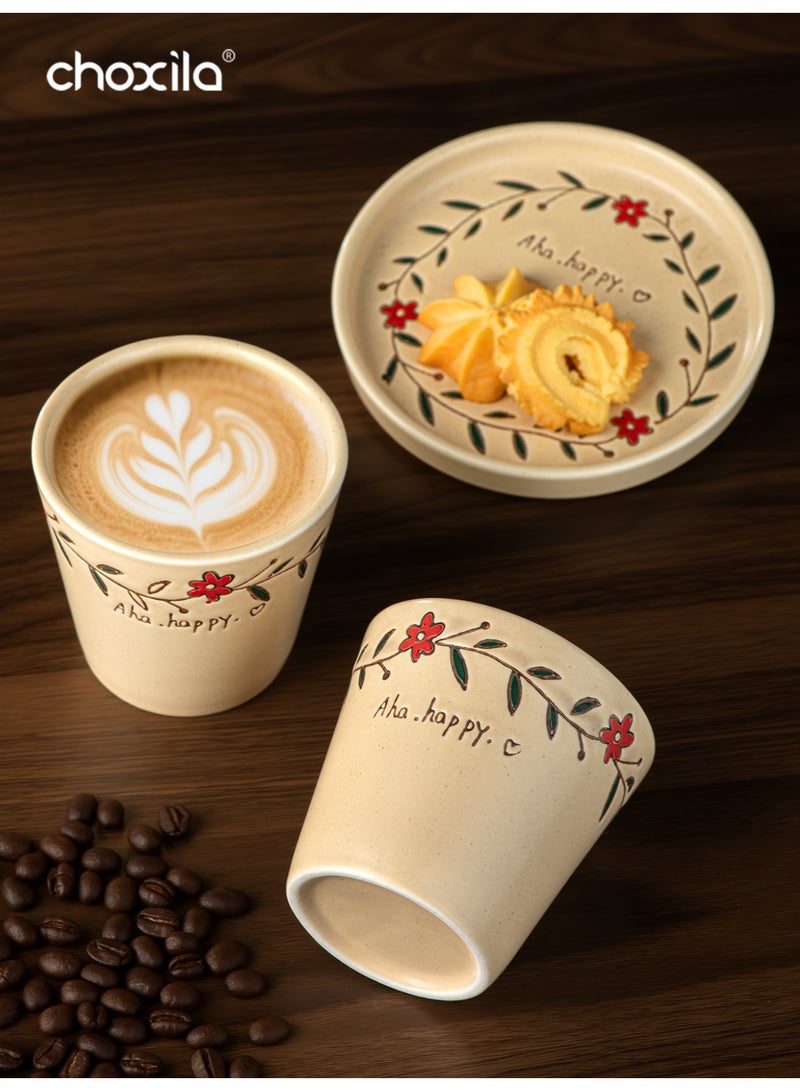 choxila 1pc Saudi coffee cup, a cup of coffee, coffee cup and saucer set, espresso mug, tea cup, flower pattern, a gift for lover/family member/friend, used for bedroom, office, home gatherings, camping, cafe, hotel, 180ml - Image 5